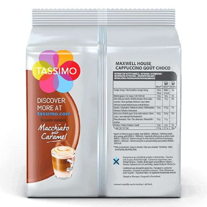 TASSIMO Maxwell House Cappuccino gout choco 8 dosettes 