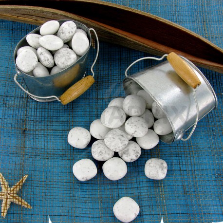 Dragées galet caramel/sel/choc noir galet blanc 1kg