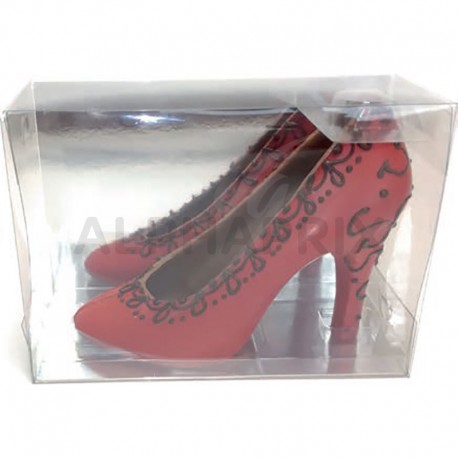 Coffret de 1 Escarpin Rouge chocolat noir décoré 110g