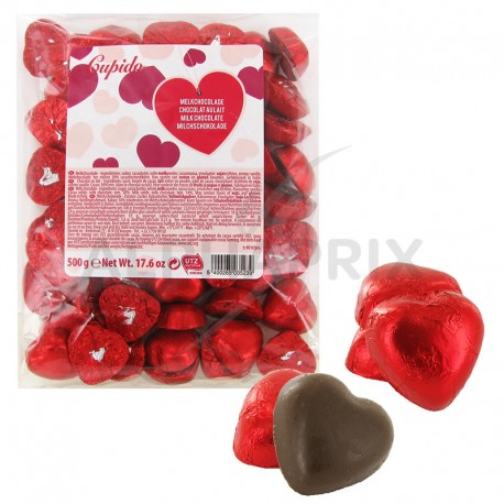 ~Coeurs chocolat au lait s/alu rouge - 500g