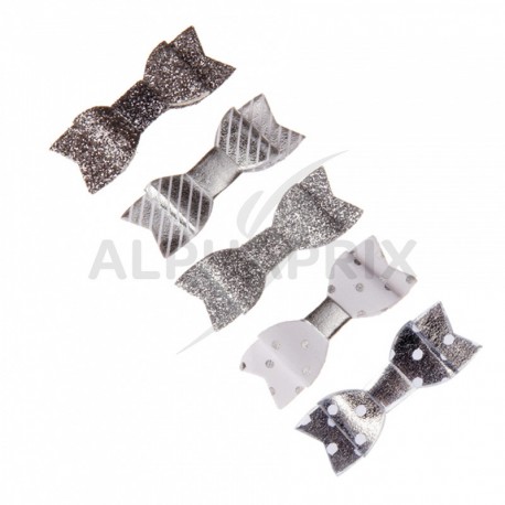 Noeuds papillon autocollants ARGENT par 10 assortis