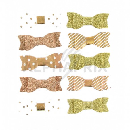 Noeuds papillon autocollants OR par 10 assortis