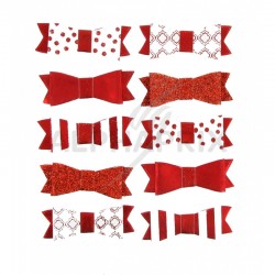 Noeuds papillon autocollants ROUGE par10 assortis