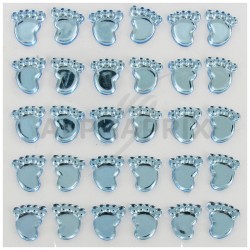 Petits pieds autocollants BLEU - plaque de 48