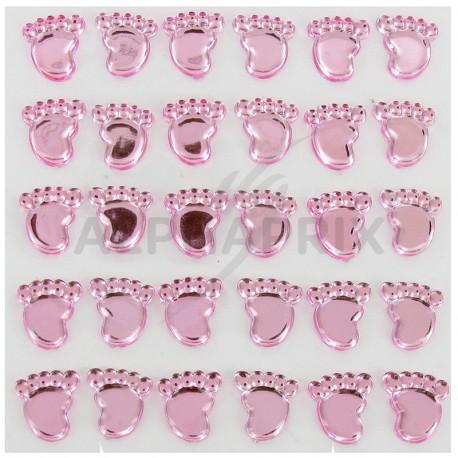 Petits pieds autocollants ROSE - plaque de 48