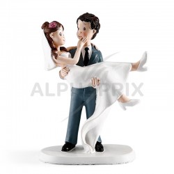 Statuette couple de mariès "dans mes bras" en stock