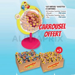 Lot 400 sucettes Carambar Family/Caramel + Carroussel Offert en stock