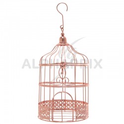 Cage en métal H. 24cm rose gold