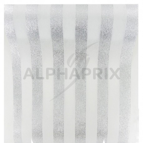 Chemin de table Rayures ARGENT/BLANC