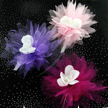 Tulles dentelés Cristal FUCHSIA par 50