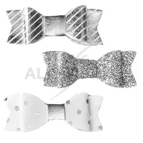 Noeuds papillon autocollants ARGENT par 10 assortis