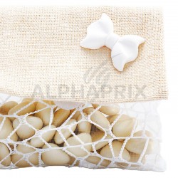 Pochettes en jute et filet blanc par 5