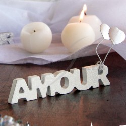 Inscription Amour BLANC pailleté