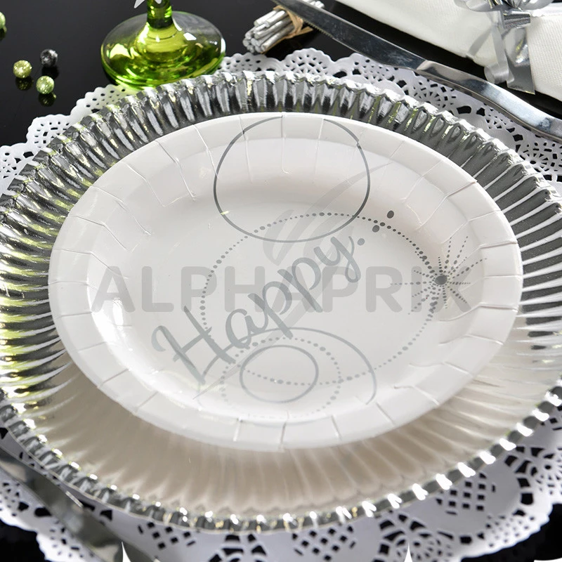 Assiette carton métallisé argent