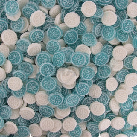 Menthe pastilles rondes bleues et blanches kg