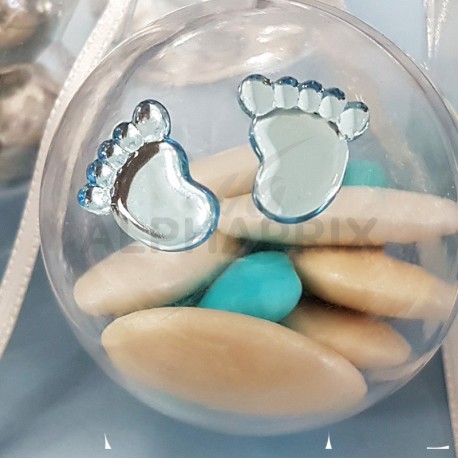 Petits pieds autocollants BLEU - plaque de 48