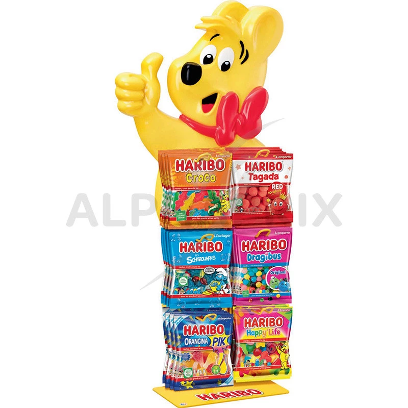 24 tubos Haribo + Présentoir 16 bacs offert