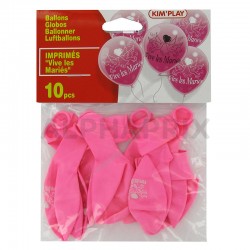 Ballons roses imprimés "Vive les mariés" en stock