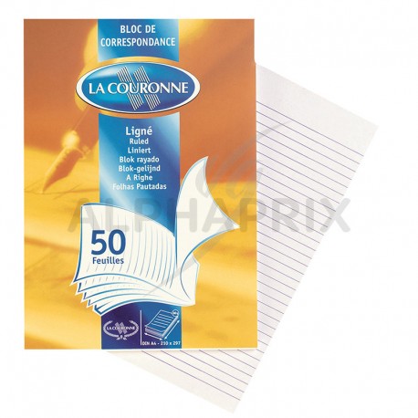 Bloc lettre A4 travers (50 feuilles)