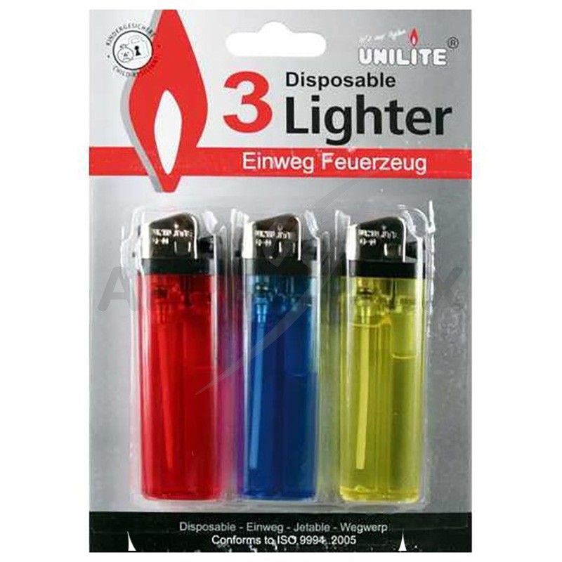 Briquets translucides blister de 3 (x50 blister)