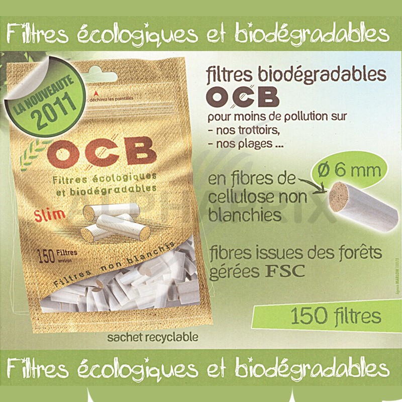 Filtres Slim en sachet, OCB (x150) (calibre moyen)  La Belle Vie : Courses  en Ligne - Livraison à Domicile