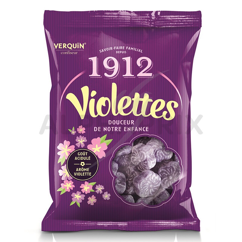 bonbon acidulés saveur violette. forme fleur