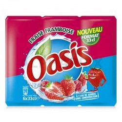Oasis fraise framboise boîte 33 cl (4 packs de 6)