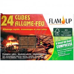 Cubes allume feu naturel bois compressé (x24) en stock