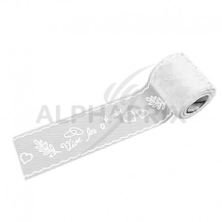 Tulle deco 10cmx10m blanc vive les maries