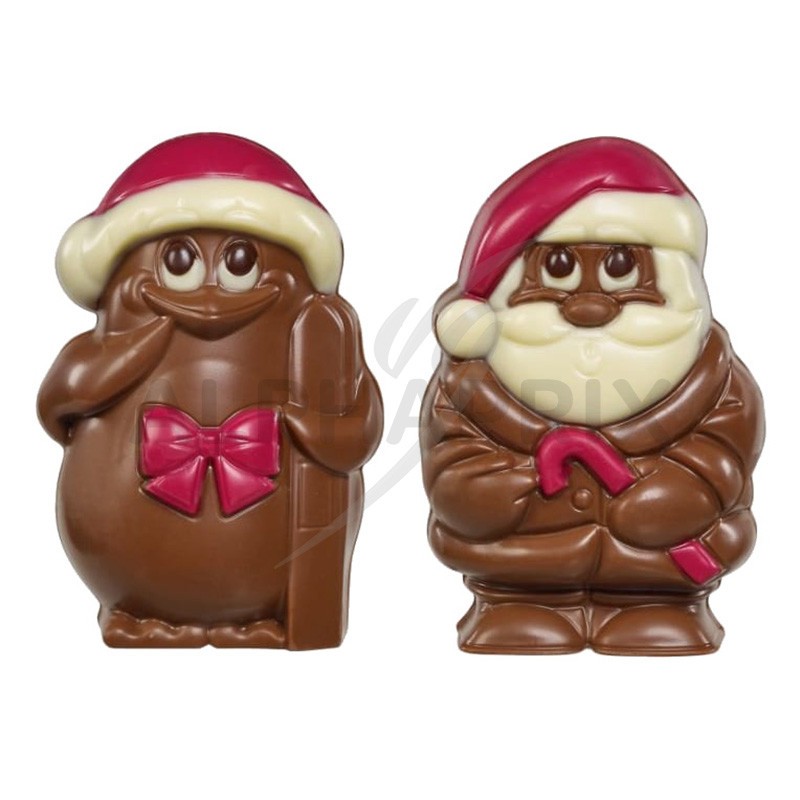Friture de Noël en chocolat noir 72 % et boule de Noël en chocolat