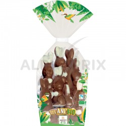 ~Sachet 7 lapins décores chocolat lait bio 125g en stock