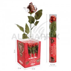 Roses en chocolat 20g - 26cm - boîte de 24 en stock