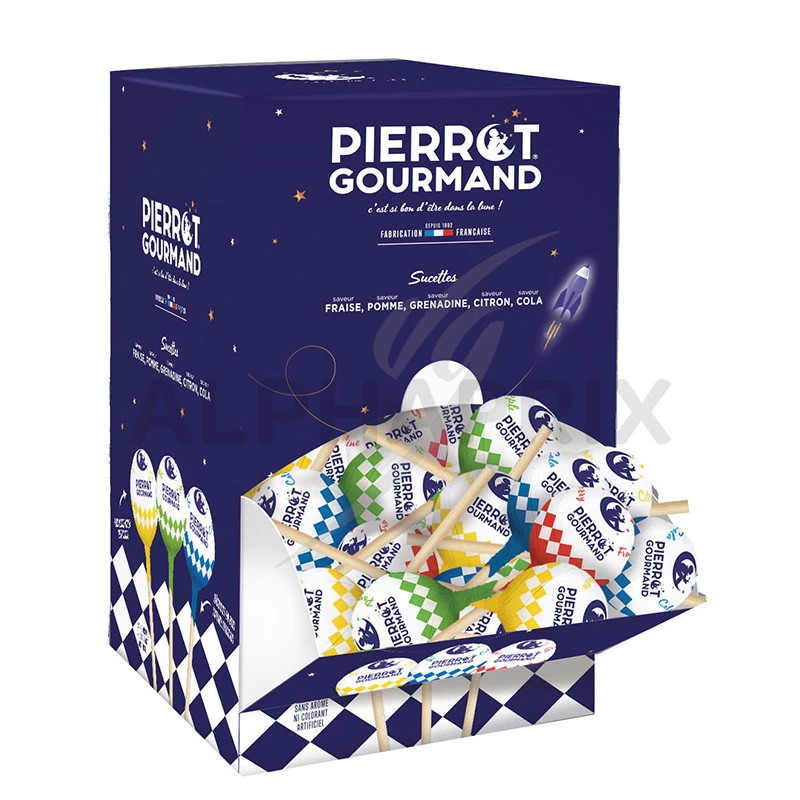 Sucettes Boules assorties Pierrot Gourmand Boîte distributrice