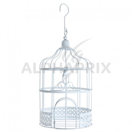 Cage PM en métal blanc h. 24cm