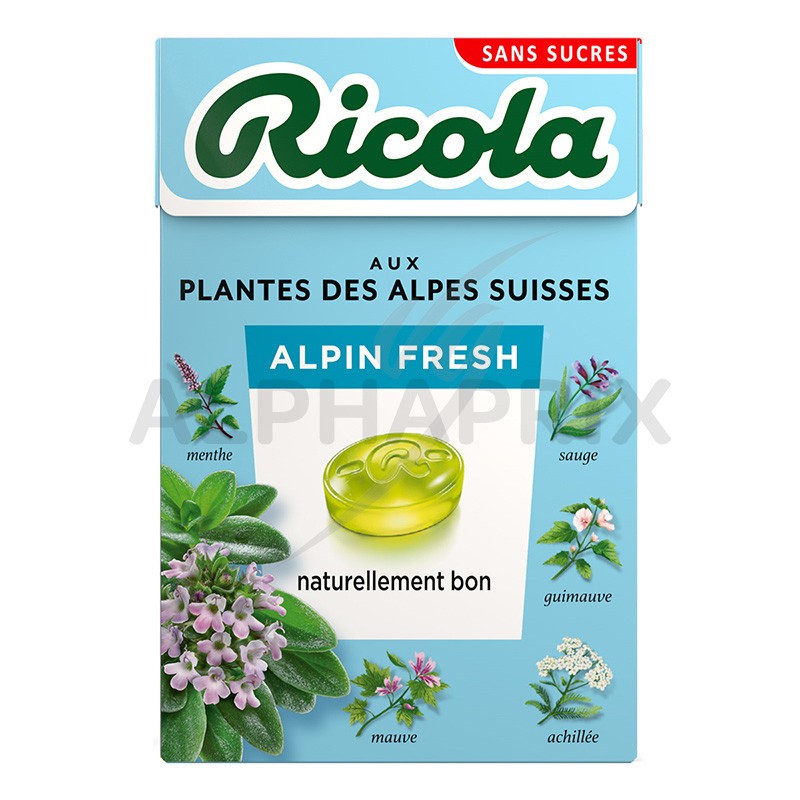 Bonbons menthe des montagnes sans sucre avec stévia, Ricola (50 g)