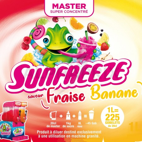 ~Master Sun Freeze Fraise Banane 1L ultraconcentré pour Granité / Granita