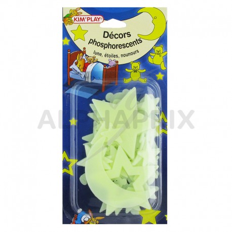 Kit décoration étoiles et lune phosphorescent