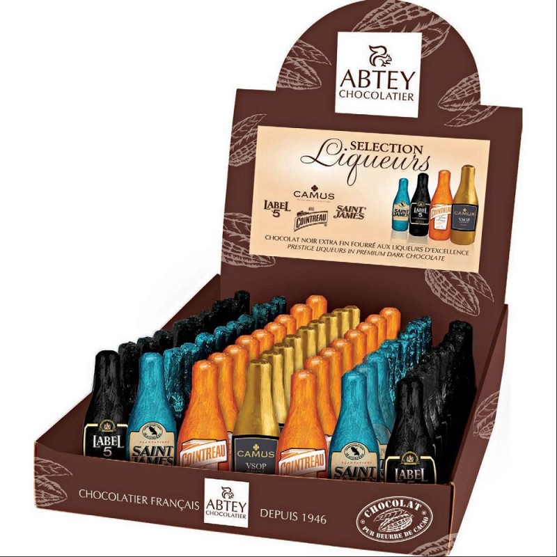 Bouteilles chocolat à liqueurs x 70 ABTEY, 910gr 