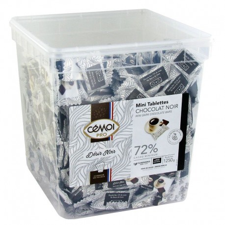 Mini Tablettes 2,5g désir noir 72% cacao - tubo de 500