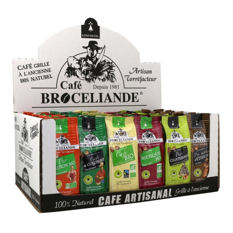 Présentoir assortiment de cafés spécial saison Brocéliande250g