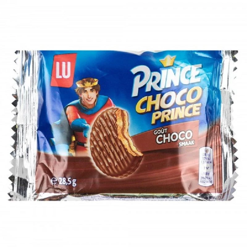 Lu Choco Prince- Biscuits Enrobés de Chocolat au Lait et Fourrés - Au Blé  Complet - Pack de 40 Paquets (28,5 g)