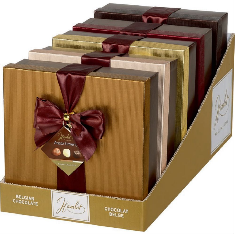 Boîte chocolats belges assortis 500g avec ruban