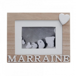 Cadre MARRAINE en bois naturel à poser 22x18cm