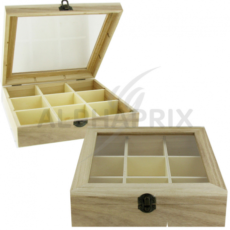 ~Boite à thé - coffret en bois 9 compartiments - pièce