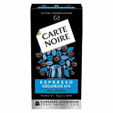 Capsule Carte Noire espresso décaféiné n°5 (x10)