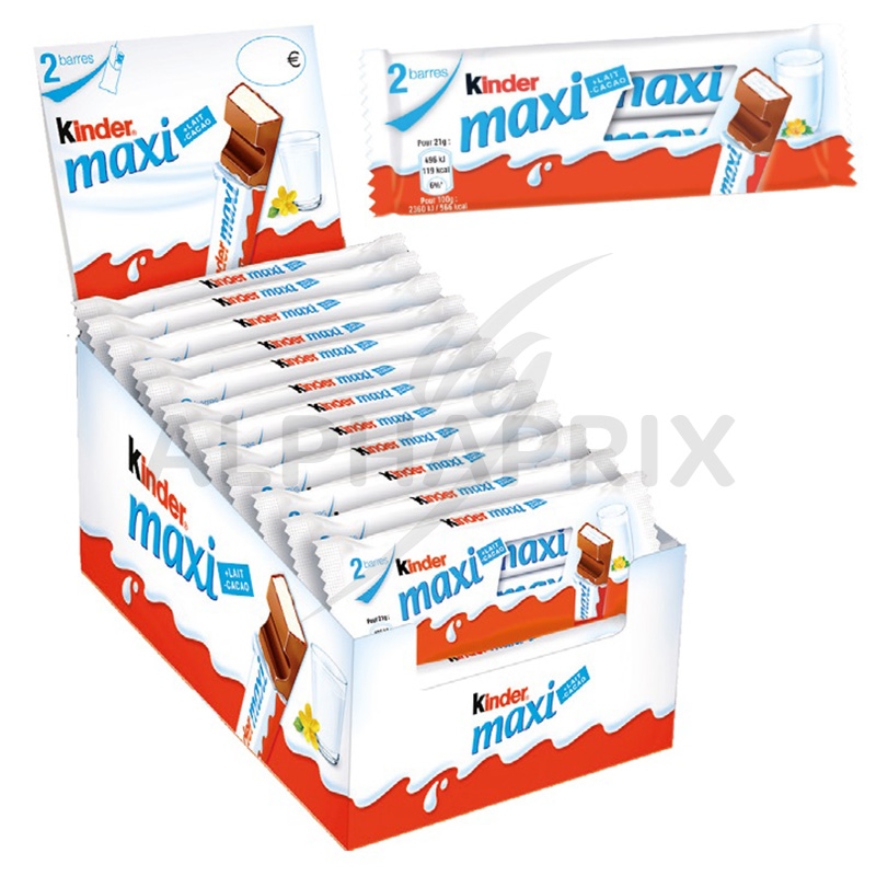KINDER MAXI Format 2 barres, boîte de 24