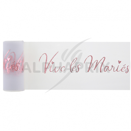 Ruban en tulle Vive les Mariés rose gold