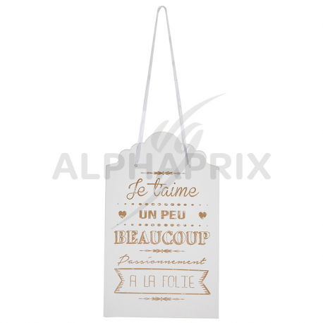 Pancarte message je t'aime blanc et or