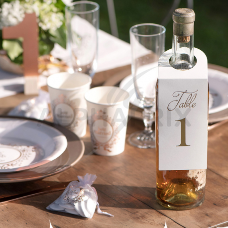 Marque-tables bouteille numérotés de 1 à 10 par 10