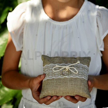Coussin porte-alliances Naturel Dentelle